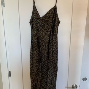 Cowl Front Satin Midi Dress